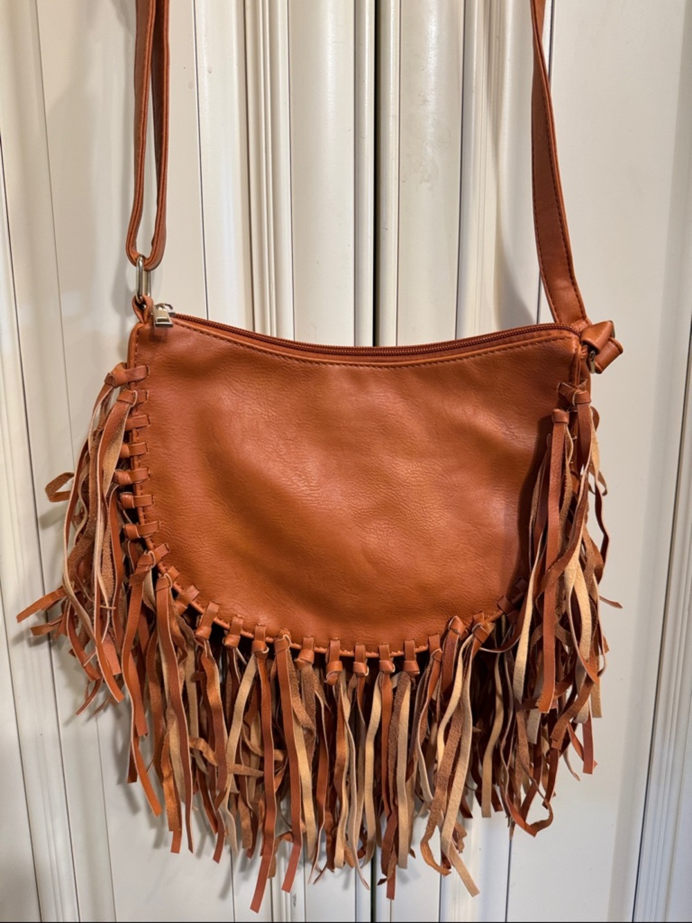Kiss 💋 Me Couture Fringe Crossbody Shoulder Bag - Brown